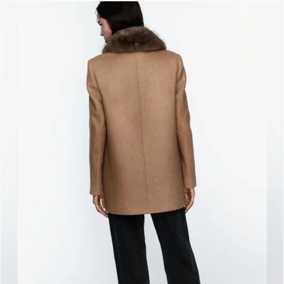 ZARA WOOL BLEND COAT WITH FAUX FUR COLLAR Size XS, M NEW WITH TAG! - Picture 6 of 11